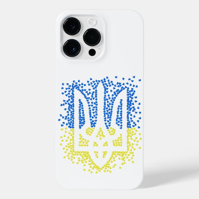 Ukrainian emblem trident tryzub scattering hearts iPhone case (Back)