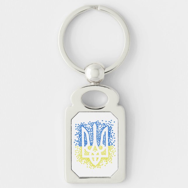 Ukrainian emblem trident tryzub scattering hearts key ring (Front)