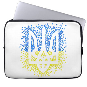 Ukrainian emblem trident tryzub scattering hearts laptop sleeve