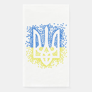Ukrainian emblem trident tryzub scattering hearts napkin