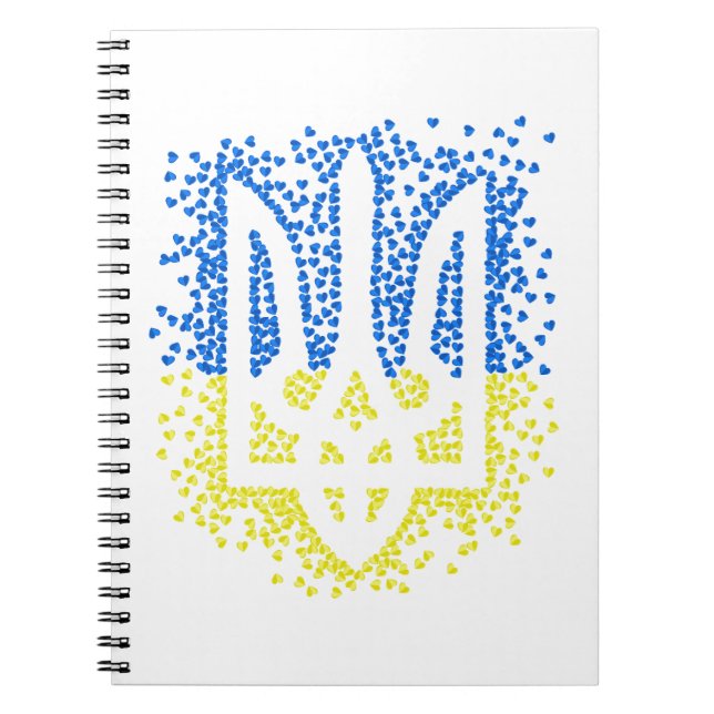 Ukrainian emblem trident tryzub scattering hearts notebook (Front)