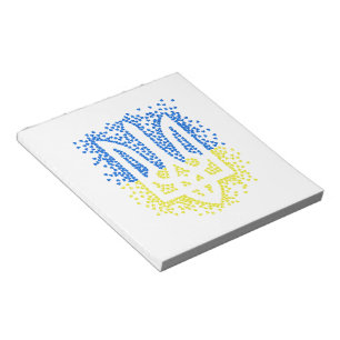 Ukrainian emblem trident tryzub scattering hearts notepad