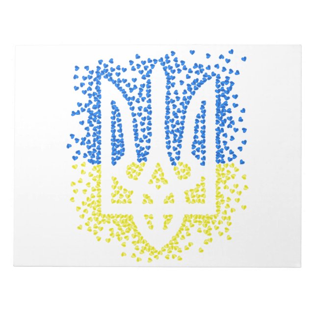 Ukrainian emblem trident tryzub scattering hearts notepad (Front)
