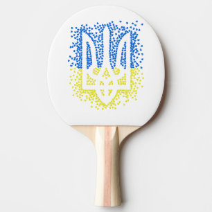 Ukrainian emblem trident tryzub scattering hearts ping pong paddle