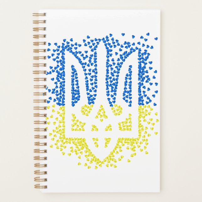 Ukrainian emblem trident tryzub scattering hearts planner (Front)