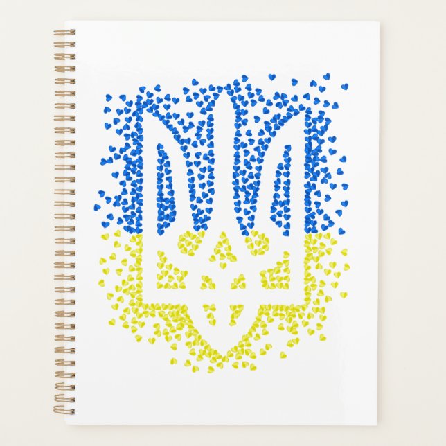 Ukrainian emblem trident tryzub scattering hearts planner (Front)