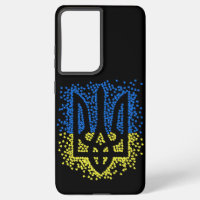 Ukrainian emblem trident tryzub scattering hearts