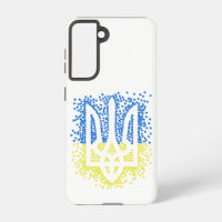 Ukrainian emblem trident tryzub scattering hearts