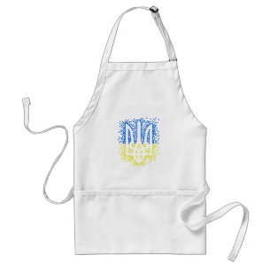 Ukrainian emblem trident tryzub scattering hearts standard apron