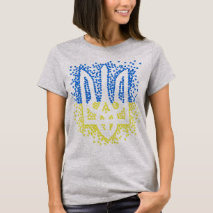 Ukrainian emblem trident tryzub scattering hearts T-Shirt