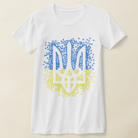 Ukrainian emblem trident tryzub scattering hearts