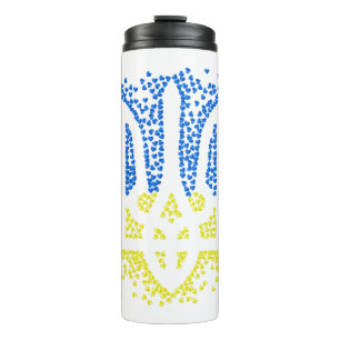 Ukrainian emblem trident tryzub scattering hearts thermal tumbler