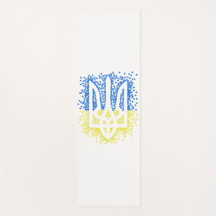 Ukrainian emblem trident tryzub scattering hearts yoga mat