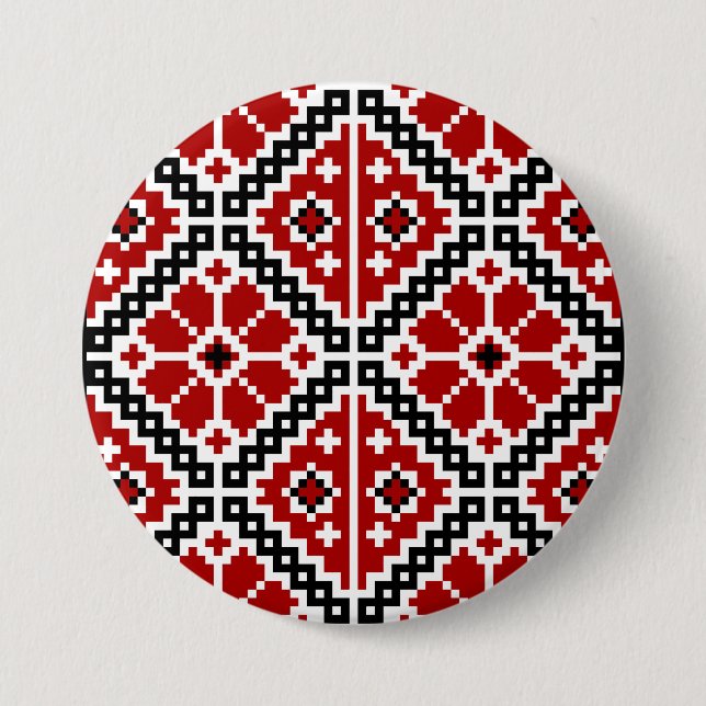 Ukrainian embroidery 7.5 cm round badge (Front)