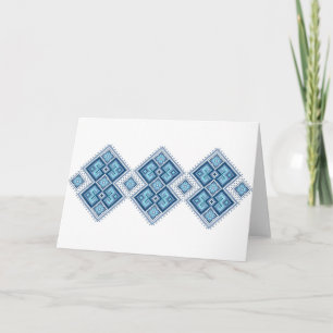 Ukrainian embroidery blue vyshyvanka card