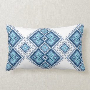 Ukrainian embroidery blue vyshyvanka lumbar cushion
