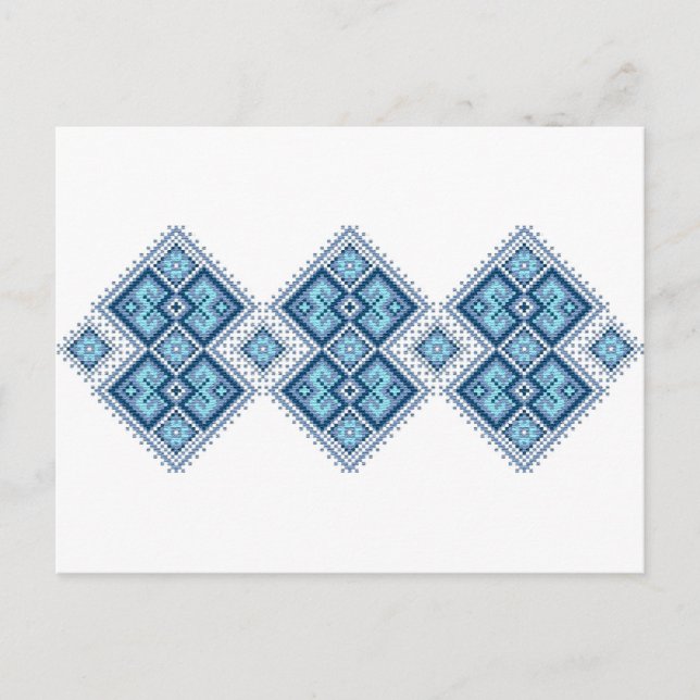 Ukrainian embroidery blue vyshyvanka postcard (Front)