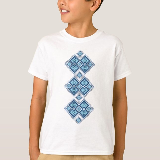 Ukrainian embroidery blue vyshyvanka T-Shirt (Front)