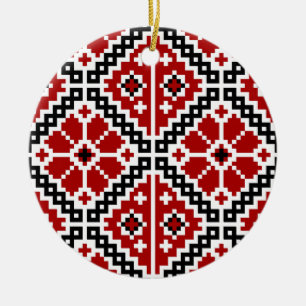 Ukrainian embroidery ceramic ornament
