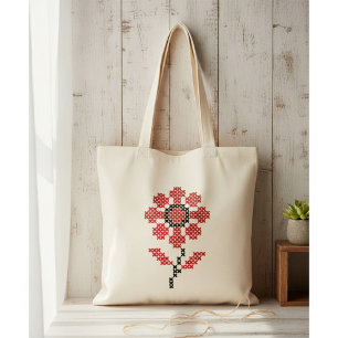Ukrainian Embroidery Flower Cross Stitch Tote Bag