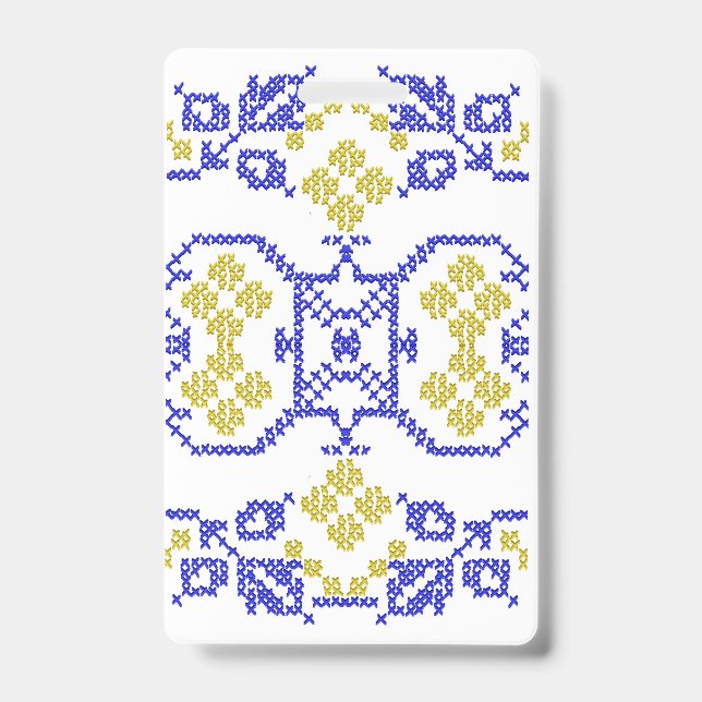  Ukrainian embroidery in the colours of the Ukrain ID Badge (Front)