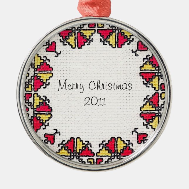 Ukrainian Embroidery Metal Ornament (Front)