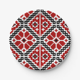 Ukrainian embroidery paper plate