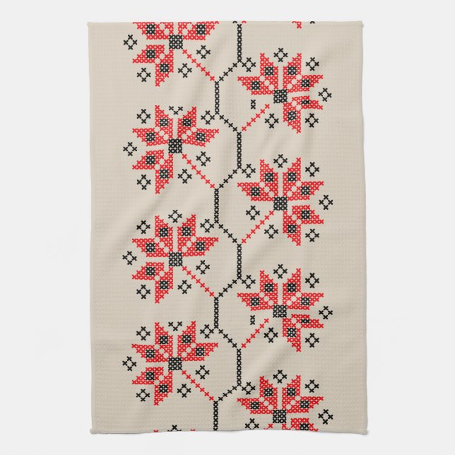 Ukrainian Embroidery Pattern Kitchen Towel  (Vertical)