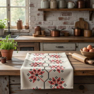 Ukrainian Embroidery Pattern Kitchen Towel 