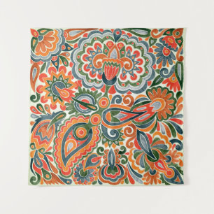 Ukrainian Ethnic Flower, Hand-Drawn Marker. Tapestry