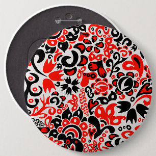 Ukrainian ethnic folk art floral pattern absrtact 6 cm round badge