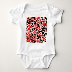 Ukrainian ethnic folk art floral pattern absrtact  baby bodysuit