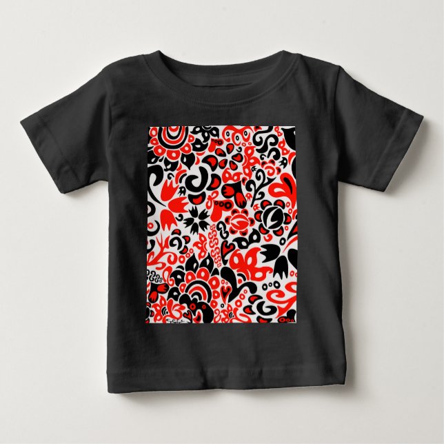 Ukrainian ethnic folk art floral pattern absrtact  baby T-Shirt (Front)