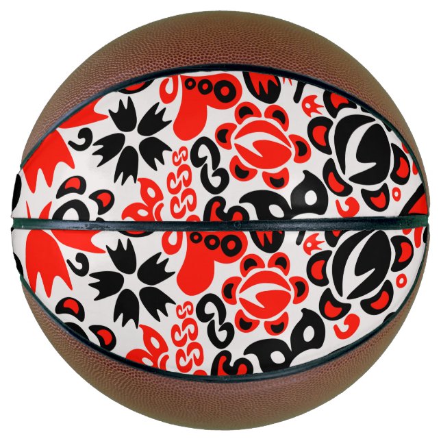 Ukrainian ethnic folk art floral pattern absrtact  basketball (Front)