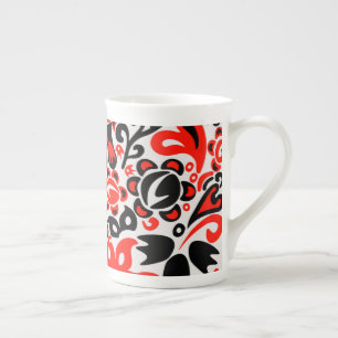 Ukrainian ethnic folk art floral pattern absrtact bone china mug