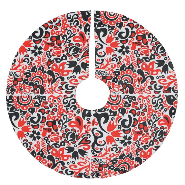 Ukrainian ethnic folk art floral pattern absrtact  brushed polyester tree skirt (Front)