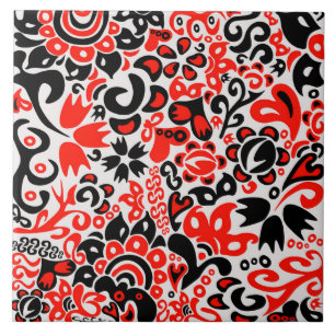 Ukrainian ethnic folk art floral pattern absrtact  ceramic tile