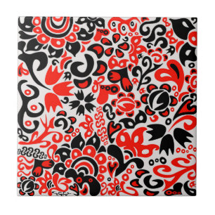 Ukrainian ethnic folk art floral pattern absrtact  ceramic tile