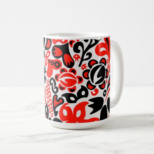 Ukrainian ethnic folk art floral pattern absrtact  coffee mug (Front Right)