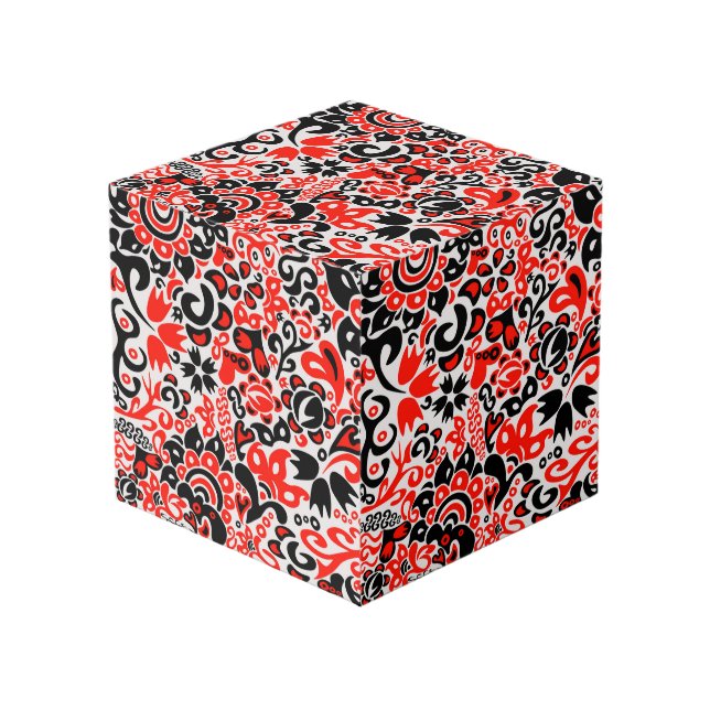 Ukrainian ethnic folk art floral pattern absrtact  cube (Front Angled)