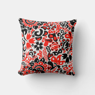 Ukrainian ethnic folk art floral pattern absrtact  cushion