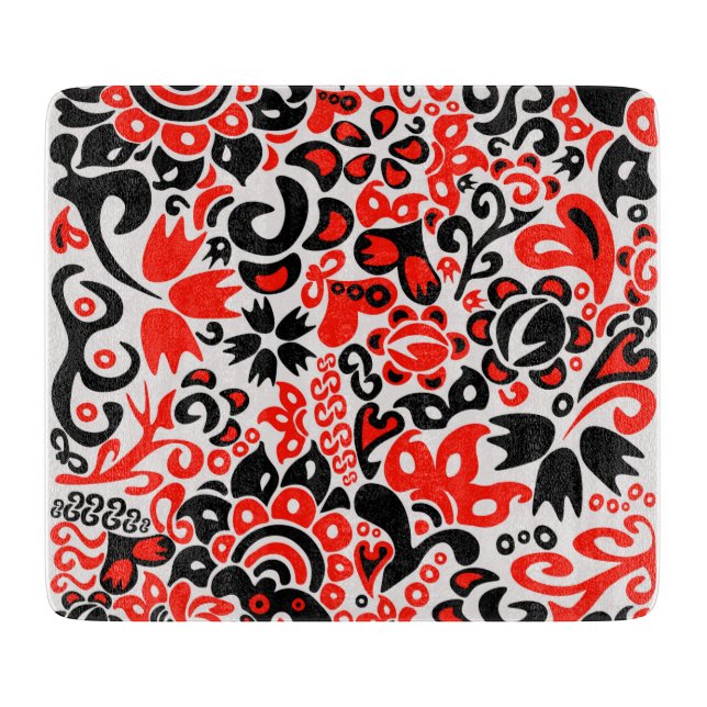 Ukrainian ethnic folk art floral pattern absrtact  cutting board (Front)