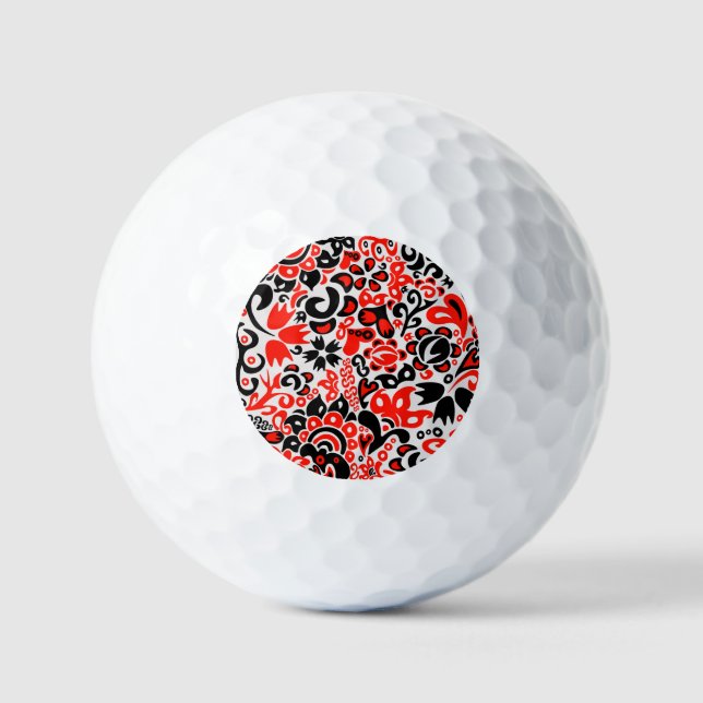 Ukrainian ethnic folk art floral pattern absrtact  golf balls (Front)