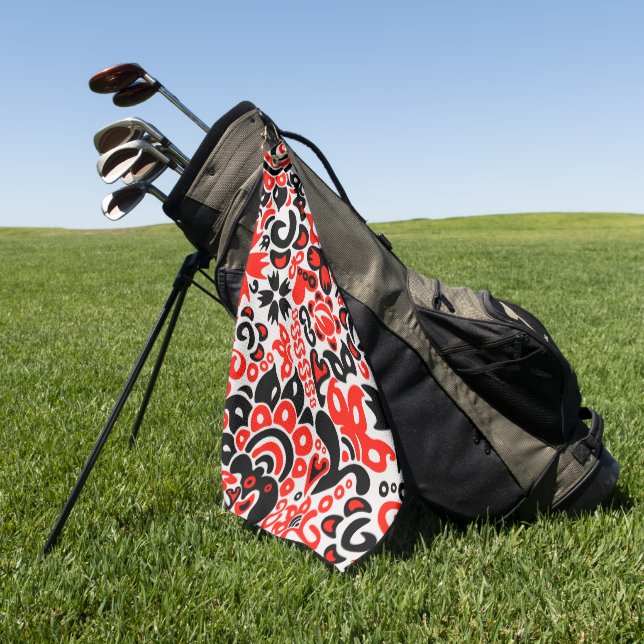 Ukrainian ethnic folk art floral pattern absrtact  golf towel (Green)