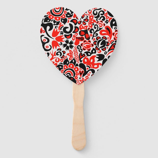 Ukrainian ethnic folk art floral pattern absrtact  hand fan (Front)