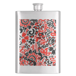 Ukrainian ethnic folk art floral pattern absrtact hip flask