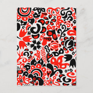 Ukrainian ethnic folk art floral pattern absrtact  invitation postcard