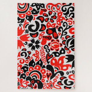 Ukrainian ethnic folk art floral pattern absrtact jigsaw puzzle