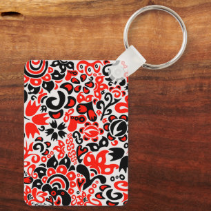 Ukrainian ethnic folk art floral pattern absrtact  key ring