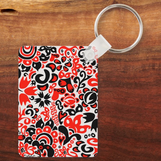 Ukrainian ethnic folk art floral pattern absrtact  key ring (Back)